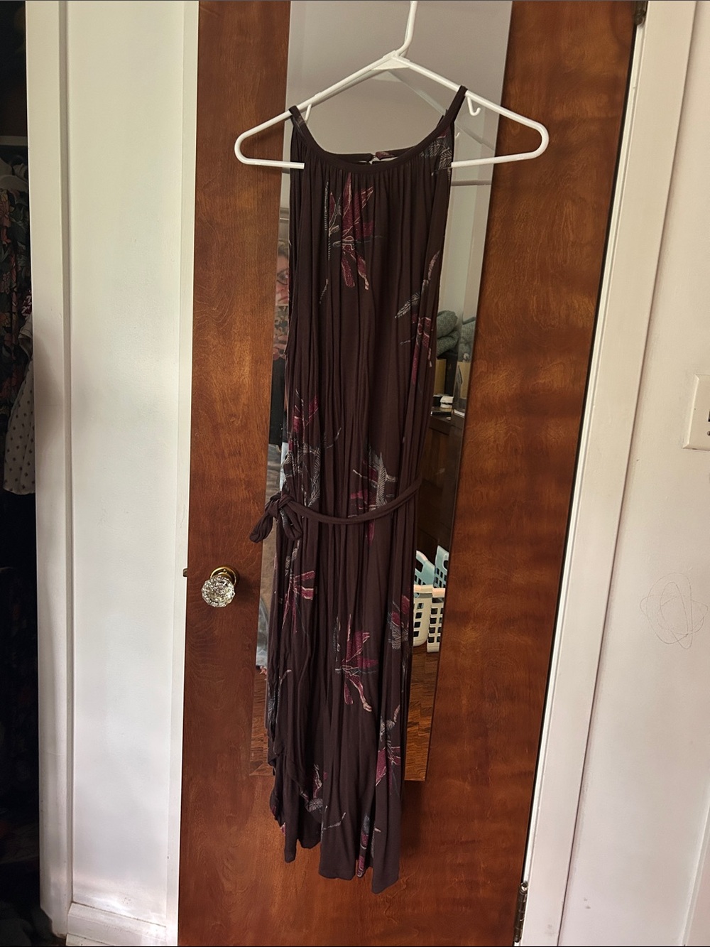 Lucky Brand Brown Maxi Dress with Pink Floral Print